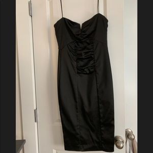 Nicole Miller black satin knee length dress!